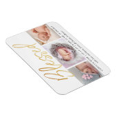 "Gesegnet" Goldfolie 3 Foto Geburtsankündigung Magnet (Rechte Seite)