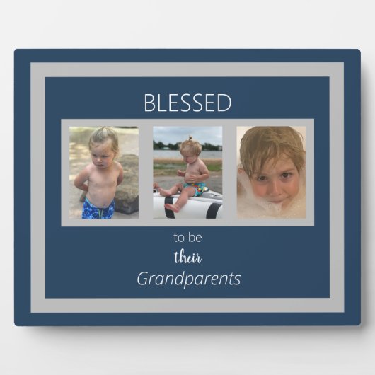 Gesegnet, ihre Großeltern Foto Collage Fotoplatte (Vorderseite)