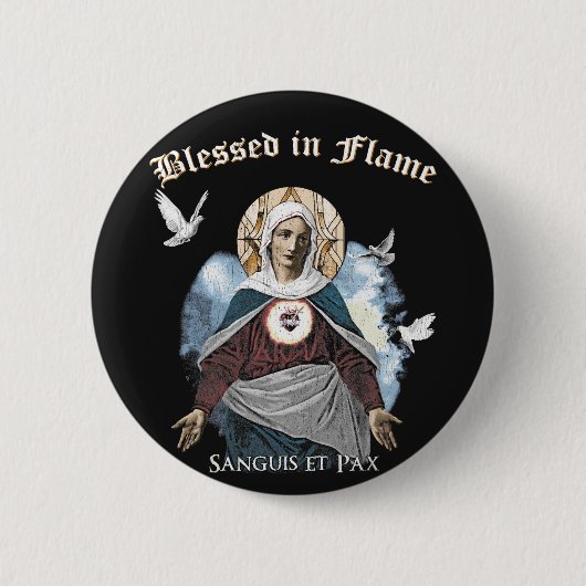 Gesegnet in Flammen - Gotisches Design Button (Vorderseite)