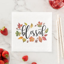 Gesegnet in schwarzer Kalligrafie und Herbstleaven