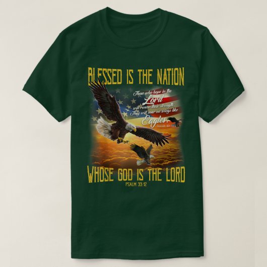 Gesegnet ist die Nation, deren Gott der Herr ist T-Shirt (Design vorne)