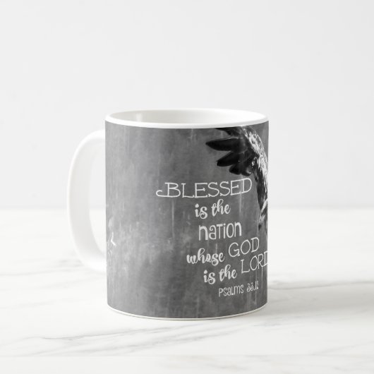 Gesegnet ist die Nation, deren Gott der Herr Verse Kaffeetasse (Vorderseite Links)