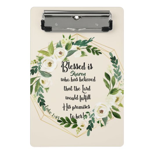 Gesegnet ist sie, die den Namen Christlich glaubte Mini Klemmbrett (Vorderseite)