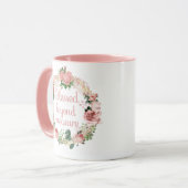 Gesegnet jenseits von Maßnahme/rot rosa Blumenstra Tasse (Vorderseite Links)