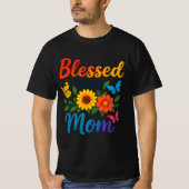 Gesegnet, Mama farbenfrohe Blumenschmetterlingshir T-Shirt (Vorderseite)