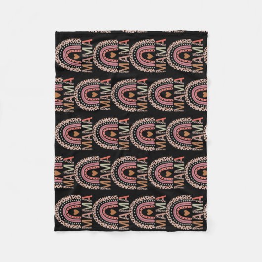 Gesegnet Mama Funny Leopard Boho Niedlich Rainbow  Fleecedecke (Vorderseite)