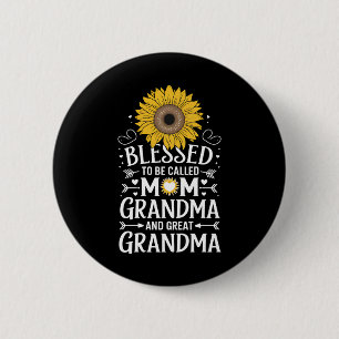 Gesegnet, Mama Oma Great Sunflower genannt zu werd Button