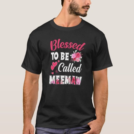Gesegnet, Meemaw genannt Funny Floral Meemaw Mo T-Shirt (Vorderseite)