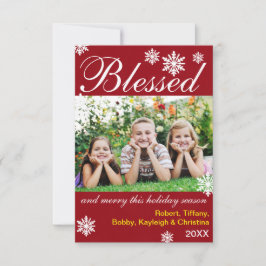 Gesegnet & Merry Red Snowflakes - 3x5 Weihnachtska Einladung