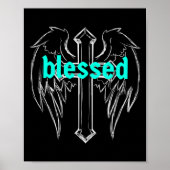 Gesegnet mit Cross & Angel Wings Poster (Vorne)