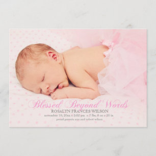 Gesegnet mit einer Mädchen-Foto-Geburts-Mitteilung Ankündigung