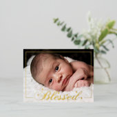 Gesegnet mit/ Herz Foil Birth Ankündigung Postkart (Stehend vorne)