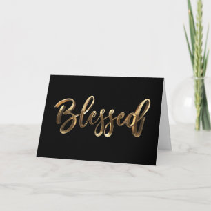 Gesegnet Moderne Schwarz- und Gold-Script Elegante Karte