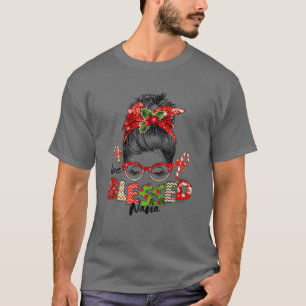 Gesegnet Nana Santa Messy Bun Frauen Weihnachtswei T-Shirt