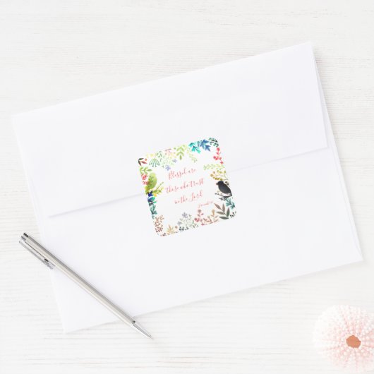 gesegnet quadratischer aufkleber (Umschlag)