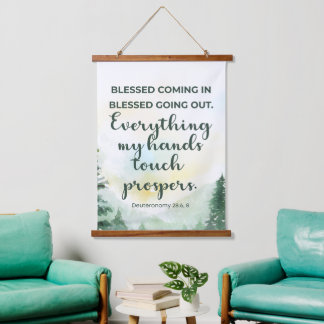 Gesegnet, rein und raus zu kommen, grüne Wasserfar Wandteppich Mit Holzrahmen