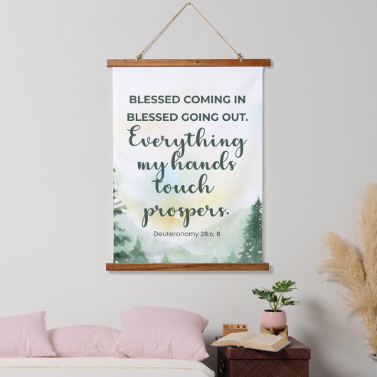 Gesegnet, rein und raus zu kommen, grüne Wasserfar Wandteppich Mit Holzrahmen (Schlafzimmer)