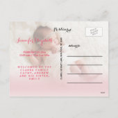 gesegnet | Rosa Valentine Geburtsankündigung Feiertagspostkarte (Rückseite)