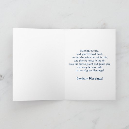 Gesegnet Samhain - Hexenblauer Sparkle Karte (Innenseite)