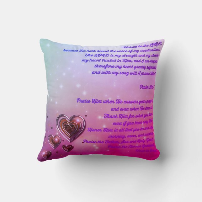 Gesegnet Sei der Herr Psalm 28:6-7 Kissen (Rückseite)