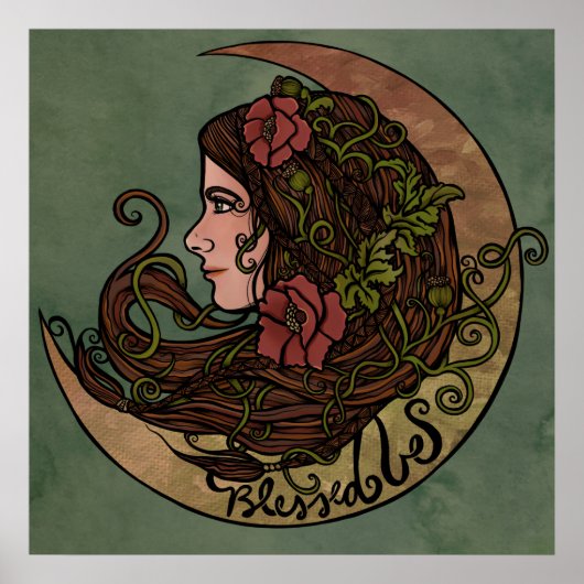 Gesegnet sei Moon Goddess Pagan Art Poster (Vorne)