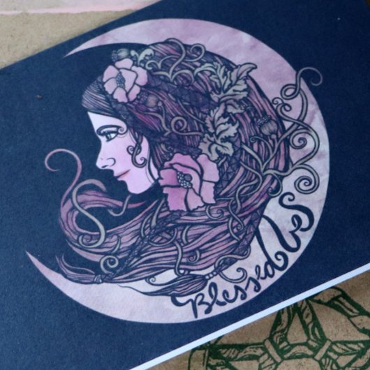 Gesegnet sei Moon Goddess Pagan Art Postkarte