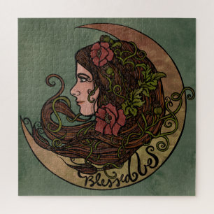 Gesegnet sei Moon Goddess Pagan Art Puzzle