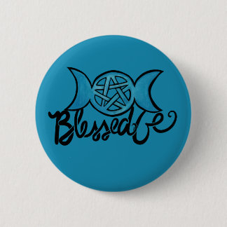 Gesegnet sei Pagan Triple Moon Pentagramm Button