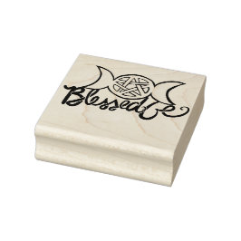 Gesegnet sei Pagan Triple Moon Pentagramm Gummistempel