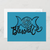 Gesegnet sei Pagan Triple Moon Pentagramm Postkarte (Vorne/Hinten)