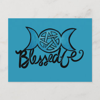 Gesegnet sei Pagan Triple Moon Pentagramm Postkarte