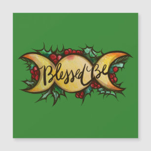 Gesegnet sei Triple Moon Goddess Holly Weihnachten Magnetkarte