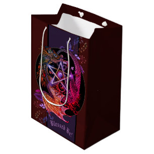 Gesegnet sein Art Nouveau Pentagramm Dragon Medium Mittlere Geschenktüte