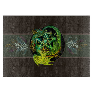 Gesegnet sein Jugendstil Pentagramm Dragon Schneidebrett