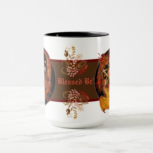 Gesegnet sein Jugendstil Pentagramm Dragon Tasse (Zentrum)