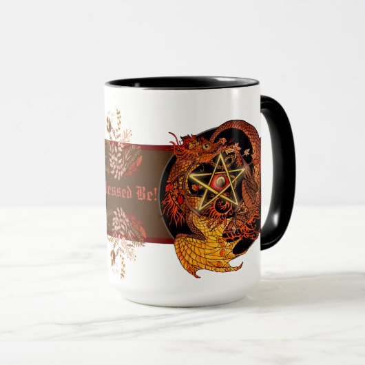 Gesegnet sein Jugendstil Pentagramm Dragon Tasse (VorderseiteRechts)