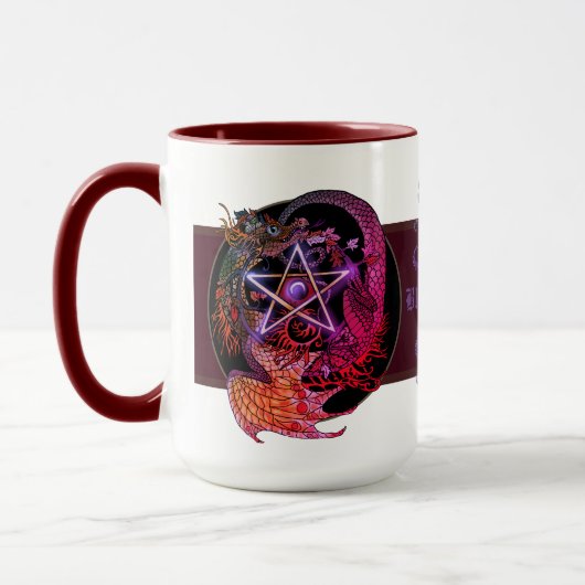 Gesegnet sein Jugendstil Pentagramm Dragon Tasse (Links)