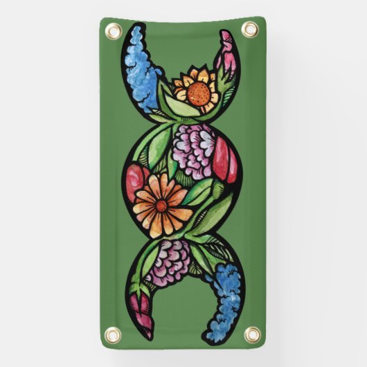 "Gesegnet sein" Triple Moon Bloom Banner (Vertikal)