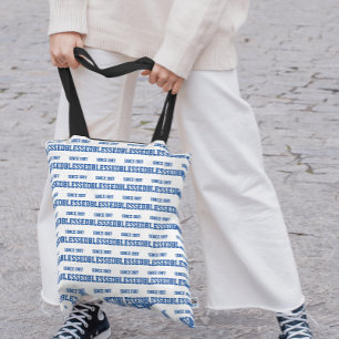 Gesegnet seit Jahr Navy Blau Muster Tasche