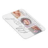 "Gesegnet" Silver Foil 3 Foto Geburtsankündigung Magnet (Rechte Seite)