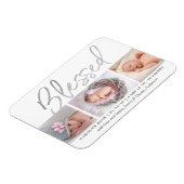 "Gesegnet" Silver Foil 3 Foto Geburtsankündigung Magnet (Linke Seite)