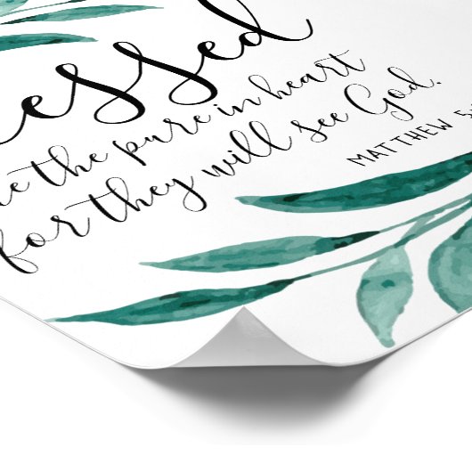 Gesegnet sind die reinen Heart Scripting Print Poster (Ecke)