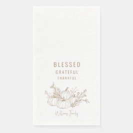 Gesegnet Thankful Pumpkin Whie Holiday Serviette