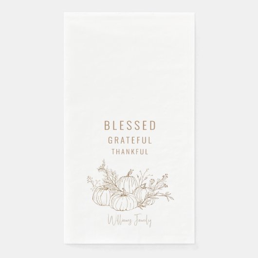 Gesegnet Thankful Pumpkin Whie Holiday Serviette (Vorderseite)