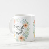 gesegnet über die 15-Oz-Tasse Kaffeetasse (Vorderseite Links)