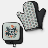 Gesegnet über die Messung inspirierender Blumenkun Ofenhandschuh & Topflappen-Set (Vorderseite/Rückseite)