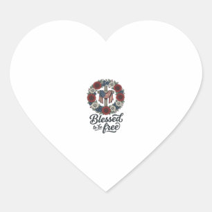 Gesegnet, um patriotisches Blumenkreuz-Shirt frei  Herz-Aufkleber