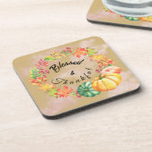 Gesegnet und dankbar Erntedank Wasserfarbenfall Getränkeuntersetzer (Linke Seite)