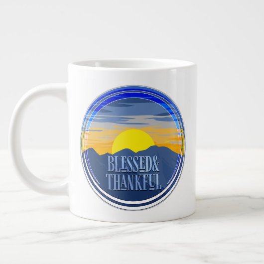 Gesegnet und Dankbar Jumbo-Tasse (Links)