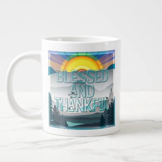 Gesegnet und dankbar Jumbo-Tasse (Links)